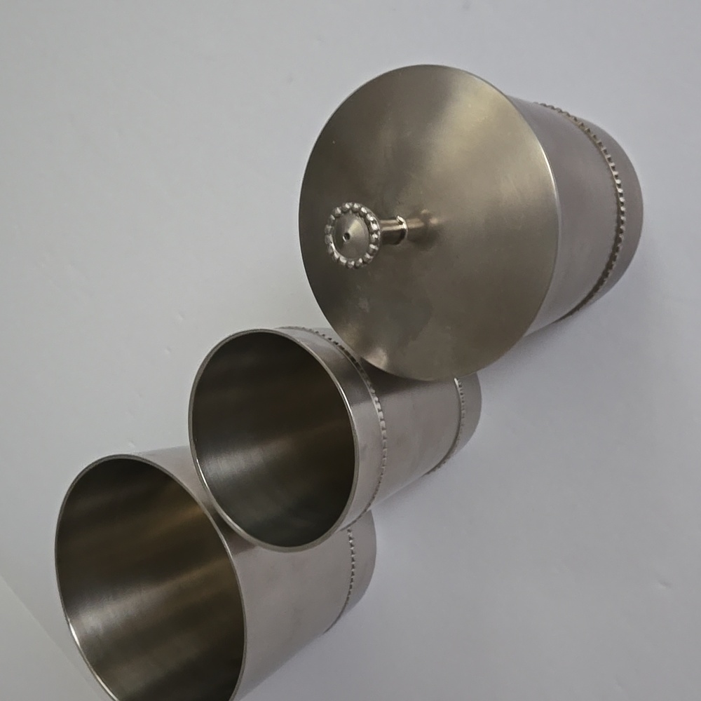 Vintage Silvertone Metal Decorative Containers - set of 3